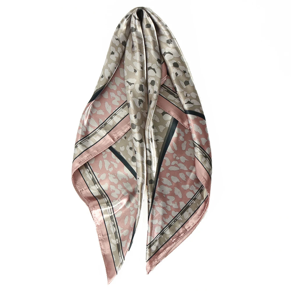 Elegante Zijden Headscarf voor Vrouwen - Luxe Satijnen Zomer Foulard & Stijlvolle 90cm Vierkante Haardoek Bandana