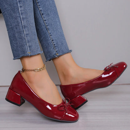 Chique Dames Platform Heels met Strik - Stijlvolle Ronde Neus Ballet Mary Janes voor Kantoor en Alledaags Gebruik
