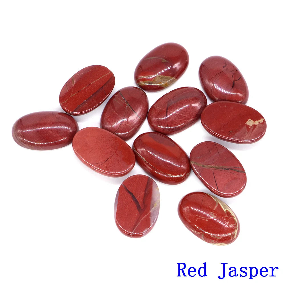 20pcs Natural Stone Oval Cabochons Flat Back Gemstones for Jewelry Making DIY Ring Pendant Earring Craft Supplies