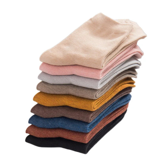 5 /10 Pairs Spring Women's Harajuku Solid  Thin Candy Color Colorful Bamboo Fiber Socks