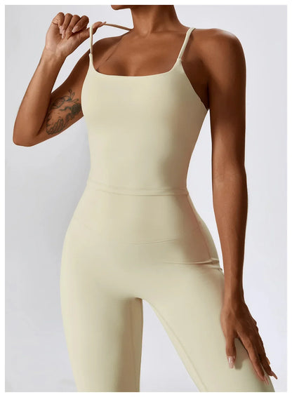 Til je training naar een hoger niveau: 2-delige dames yoga set met hoge taille flare leggings en stijlvolle mouwloze vest top voor ultiem comfort en prestaties