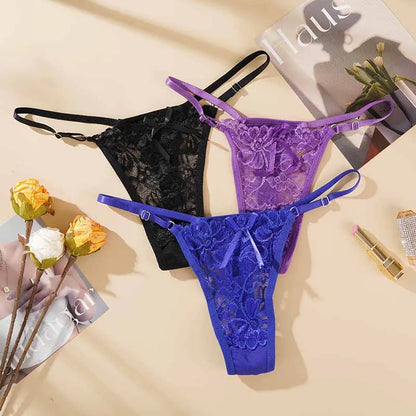 Sexy Lingerie Culotte van Verstelbare Kant voor Vrouwen, Lage Taille en Ademend