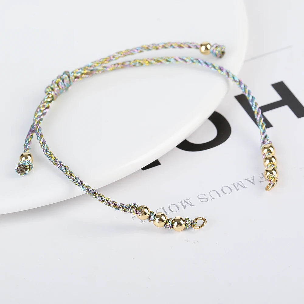 DIY Armband Rohling handgewebt verstellbar mit Goldperlen Schmuckzubehör Bastelbedarf