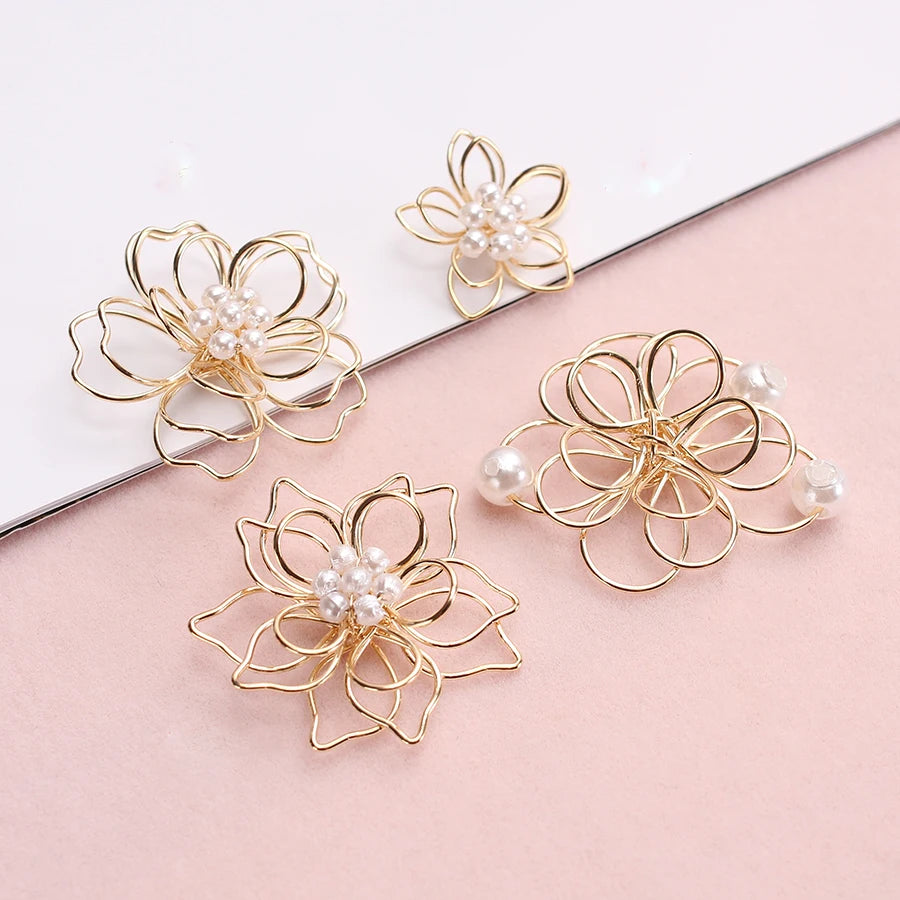 8pcs Gold Filigree Flower Connectors Metal Wrap Charms for Earrings Hair Jewelry Making