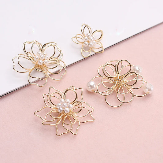 8pcs Gold Filigree Flower Connectors Metal Wrap Charms for Earrings Hair Jewelry Making