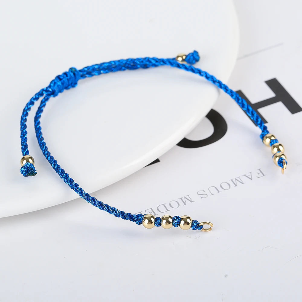 DIY Armband Rohling handgewebt verstellbar mit Goldperlen Schmuckzubehör Bastelbedarf