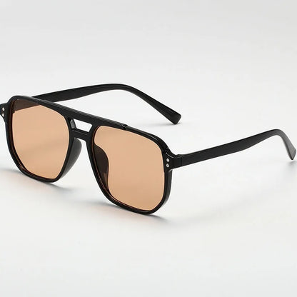 Chic Vintage Unisex Grote Vierkante Zonnebril - Stijlvolle Designer Zonnebrillen met UV400 Bescherming voor Mannen en Vrouwen - Slanke Zwarte Lenzen