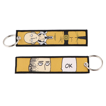 Stijlvolle Japanse Anime Geborduurde Sleutelhangers – Perfecte Sleuteltags voor Motorfietsen, Auto's en Rugzakken – Trendy Sleutelhanger Cadeaus voor Vrienden!