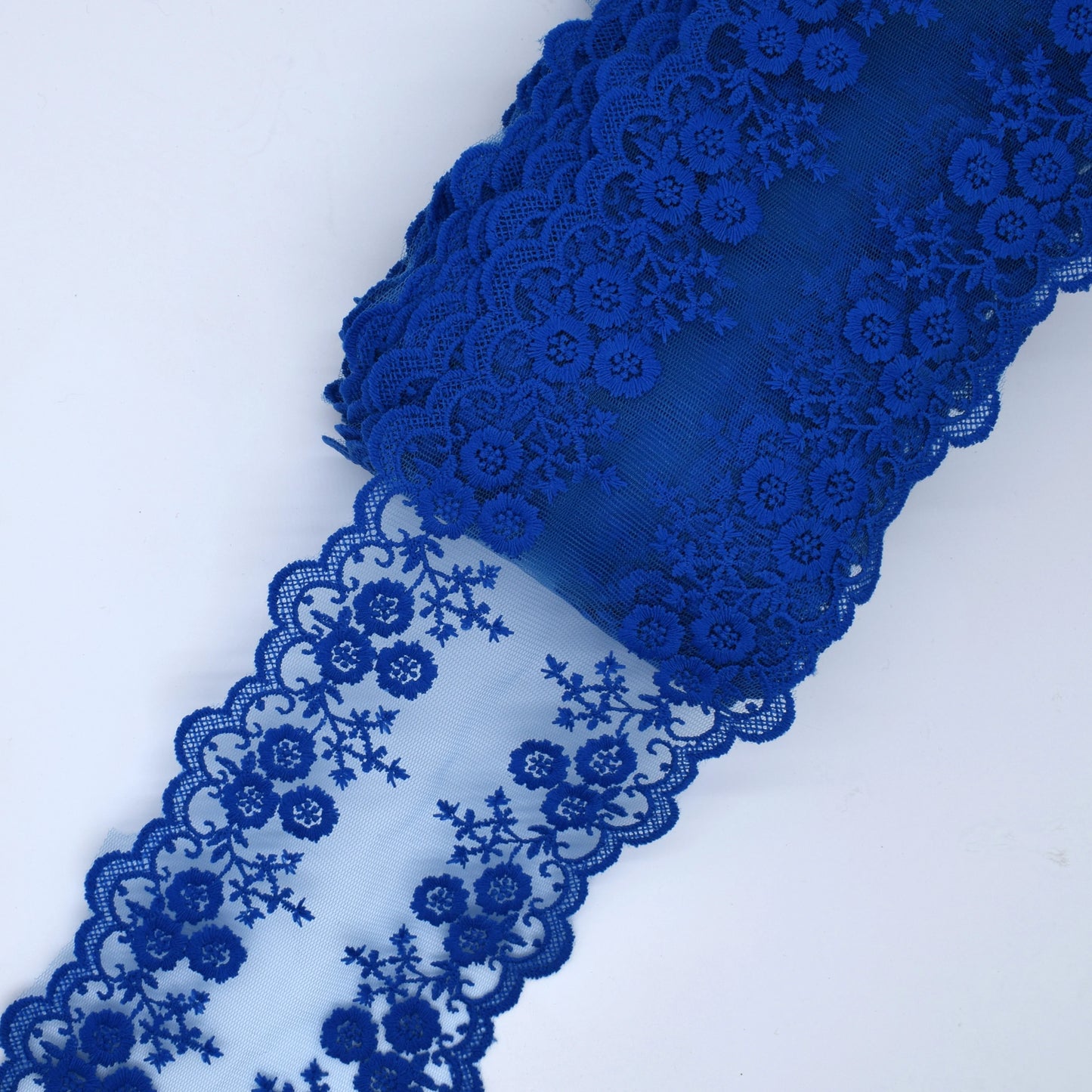 Cotton Embroidered Flower Lace Trim 1 Yard White Floral Ribbon 13.5cm Wide Sewing Curtain Dress DIY Craft Supplies