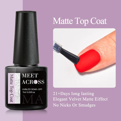 Verhoog je nagelspel met MEET ACROSS 7ml Premium Basis- en Topcoat Gel Nagellak - Soak Off Semi-Permanente UV Lak voor Stunning Manicures!