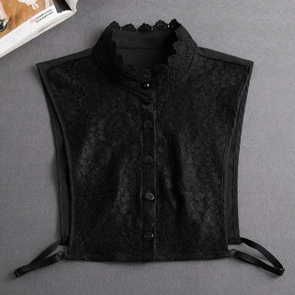 Chic 2024 Voorzijde Strik Witte Afneembare Kant Kraag voor Dames – Vintage Stijl Blouse Accessoire voor een Modebewuste Uiterlijk
