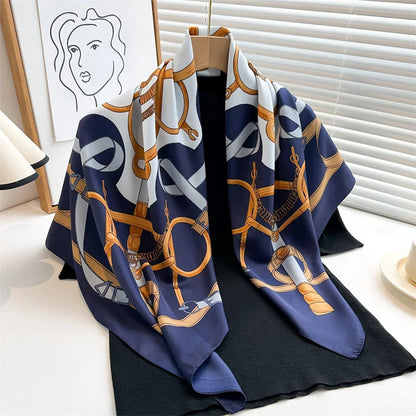 Elegante 90x90cm Twill Zijde-gevoel Vierkante Sjaal voor Dames - Luxe Haar Boomprint Hoofddoek, Sjaal en Nek Sjaal, Perfect voor Hijab of Bandana-stijl!