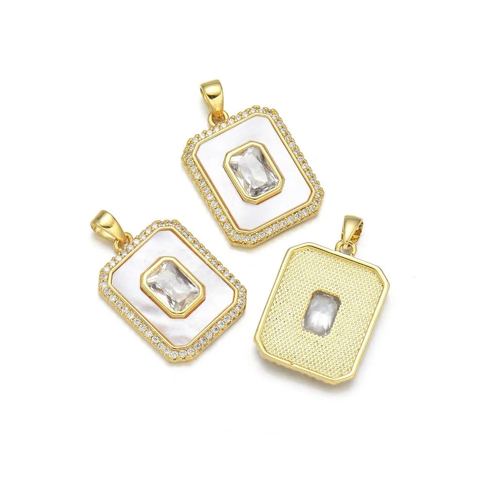 Gold Plated Shell Pendant Zircon Charm DIY Jewelry Making