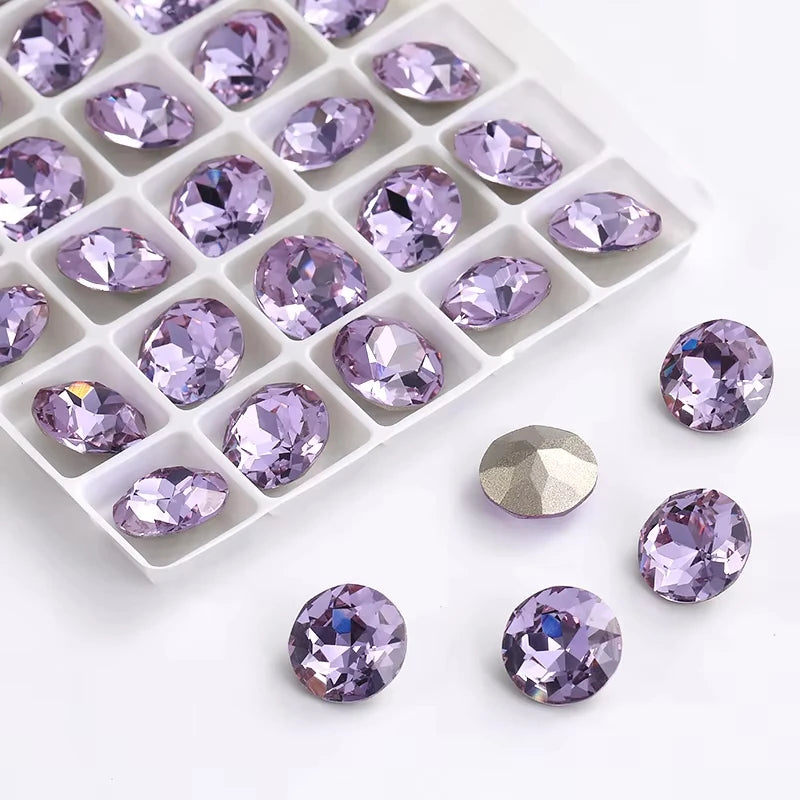 20 Pieces of Round K9 Glass Rhinestones Pointback Crystal 32 Facet Loose Stones for Jewelry Making Nail Art Garment Decor