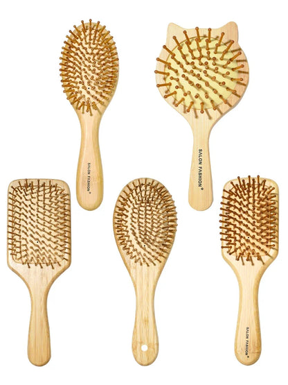 Natuurlijke Eco Bamboe Haarborstel met Antistatische Ontwarring en Hoofdhuidmassage - Ideale Stylingtool voor Vrouwen en Mannen