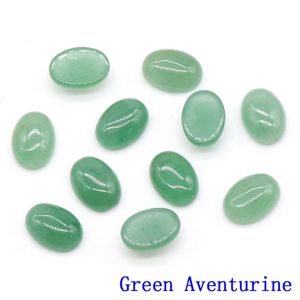 20pcs Natural Stone Oval Cabochons Flat Back Gemstones for Jewelry Making DIY Ring Pendant Earring Craft Supplies