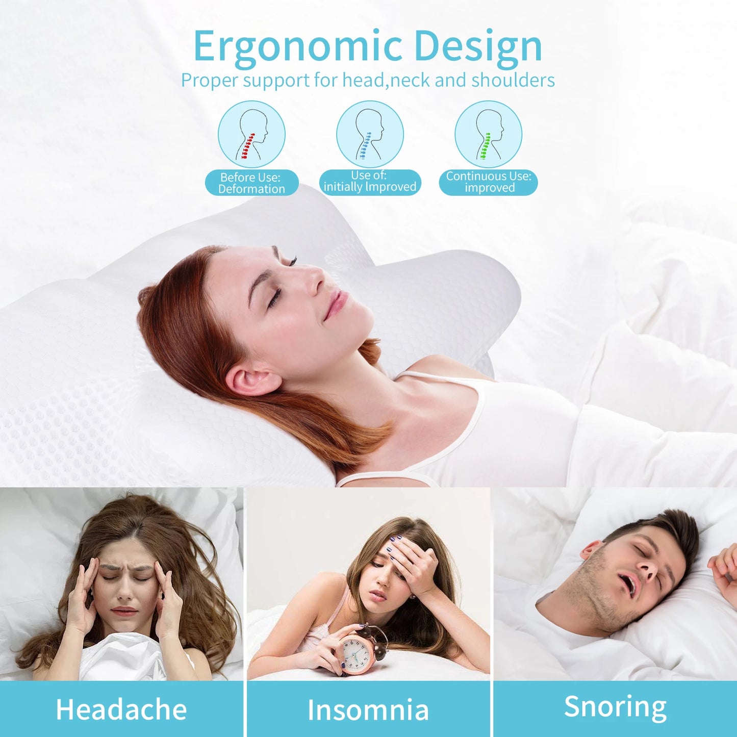 Premium Ergonomisch Contour Geheugenschuim Kussen - Orthopedische Nekondersteuning voor Ultieme Pijnverlichting