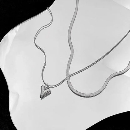 Charmante Dubbel Laag Hart Hanger Ketting voor Dames - Elegante en Stijlvolle Sieraad