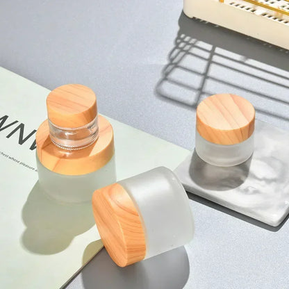 Elegante Navulbare Glazen Fles voor Oogcrème en Huidverzorging - Reisvriendelijke Afgesloten Dispenser & Cosmetica Pot Set