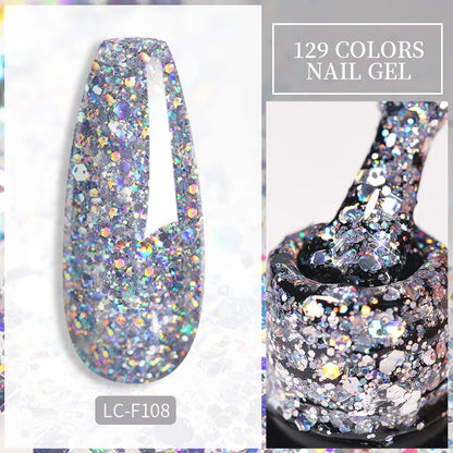 LILYCUTE Sprankelende Glitter Gel Nagellak - Levendige Lente/Zomer Kleuren, Semi-Permanente UV Gel Perfect voor Soak-Off Manicures en Prachtige Nail Art!