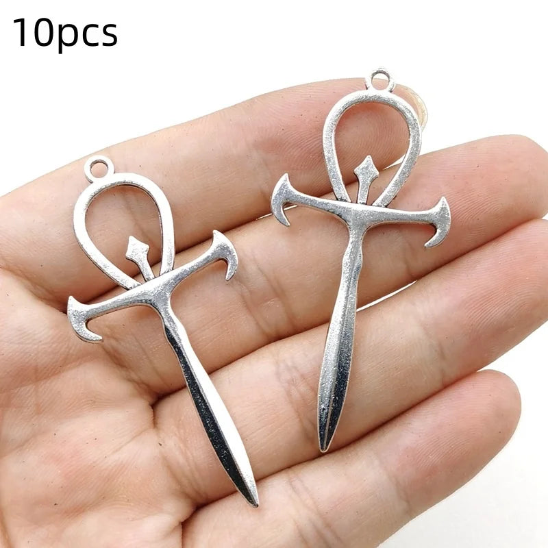 Forked Cross Charms Antique Silver Pendant DIY Jewelry