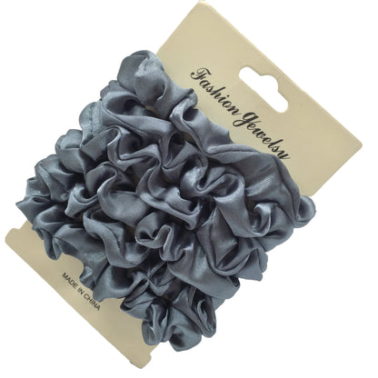 Charmante Satijnen Haarelastiekjes Set - 6 of 5 Stuks Schattige Paardenstaart Accessoires in Zwart voor Stijlvolle Vrouwen