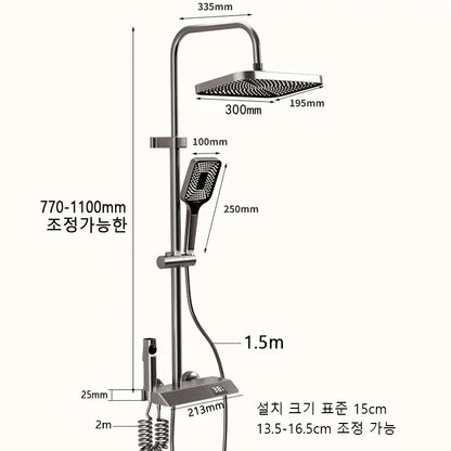 Stijlvol Piano Toets Douche Systeem: Compleet Badkamer Douche Set met LED Digitale Weergave en Koper Armaturen voor Warm en Koud Water Genot
