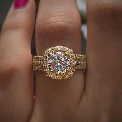 Elegante Moonso Aankomst Gouden en Zilveren Verlovingsring voor Vrouwen - Perfecte Verjaardagsgeschenk en Groothandel Sieraad R8444b