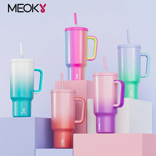 Meoky 40oz RVS Reistumbler - Stijlvolle Multi-Prints, Lekvrij Ontwerp, Perfect voor Koffie, Water en Cadeaus voor Onderweg!