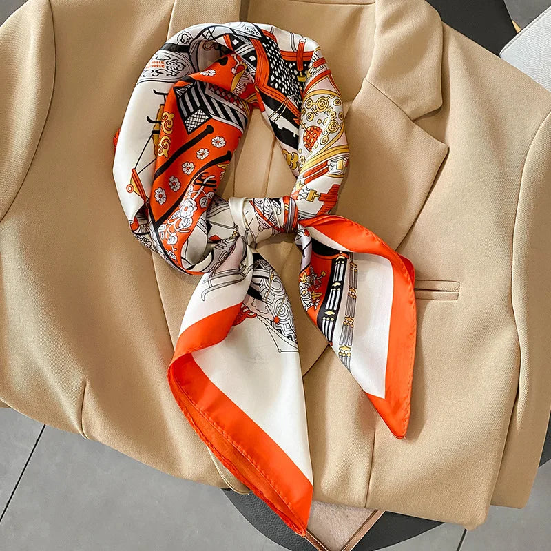 Chique 2023 Zijden Nek Sjaal met Elegante Paardenprint voor Vrouwen - Veelzijdige Vierkante Haarwraps, Foulards en Bandana Opties