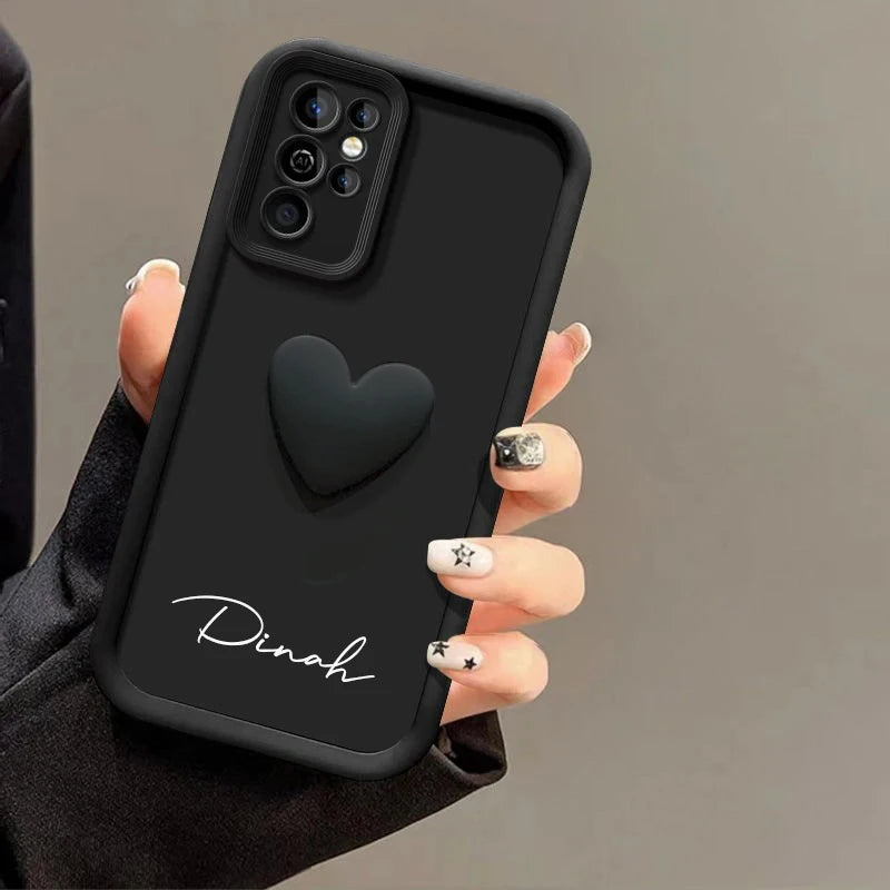 Luxe 3D Hart Case met Gepersonaliseerde Naam voor Samsung Galaxy S25, S24, S23, S22, S21, S20 Ultra Plus – Een Unieke Hoes voor Jouw S23 en S21 FE