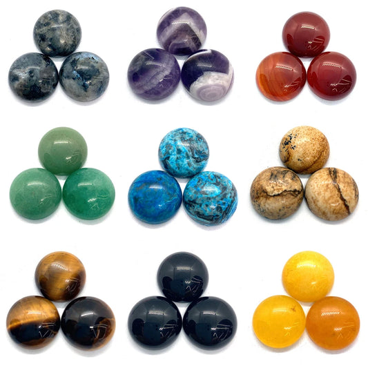 Natural Stone Cabochon Beads Round Loose Gem Cabochon Beads for Jewelry Making DIY Ring Earring Pendants Necklace Accessories