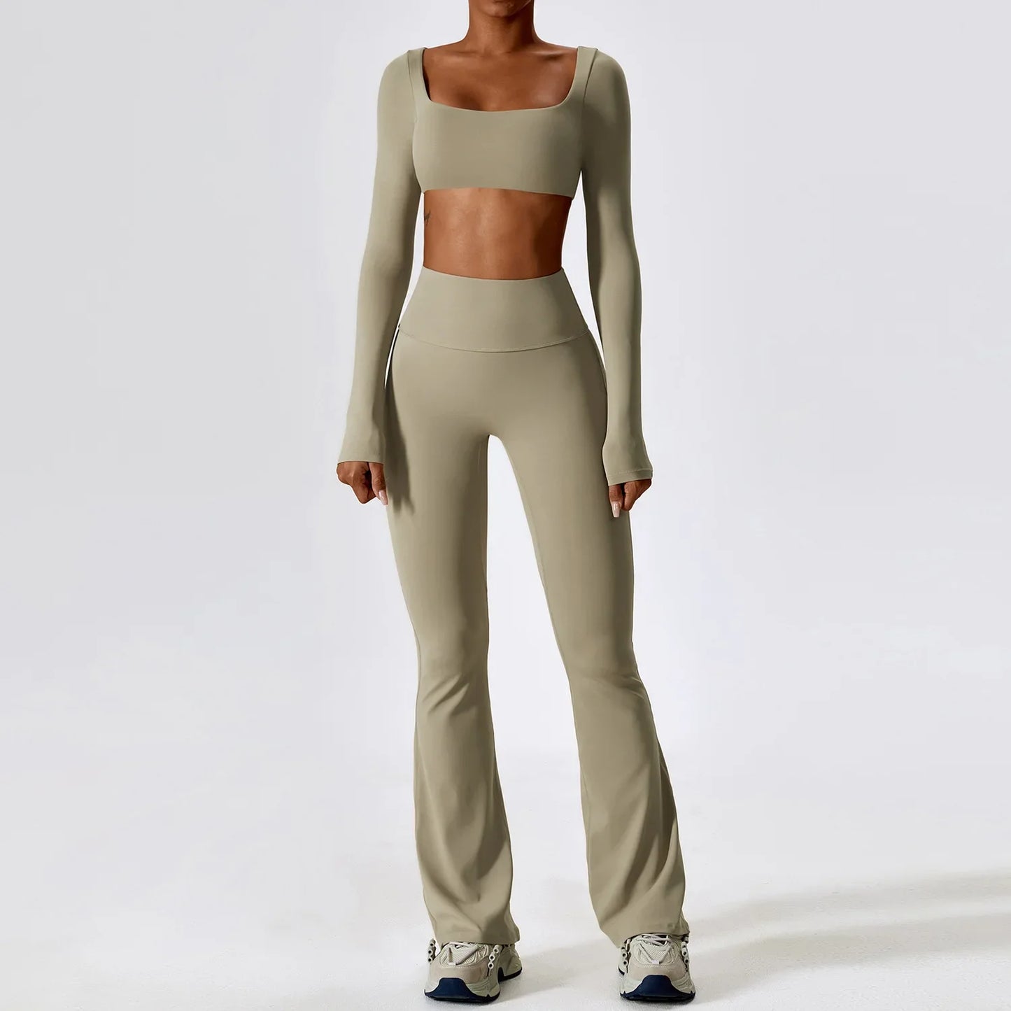 Til je training naar een hoger niveau: 2-delige dames yoga set met hoge taille flare leggings en stijlvolle mouwloze vest top voor ultiem comfort en prestaties