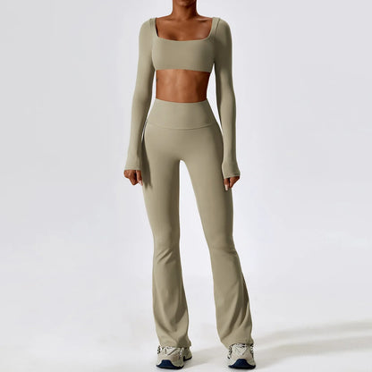 Til je training naar een hoger niveau: 2-delige dames yoga set met hoge taille flare leggings en stijlvolle mouwloze vest top voor ultiem comfort en prestaties