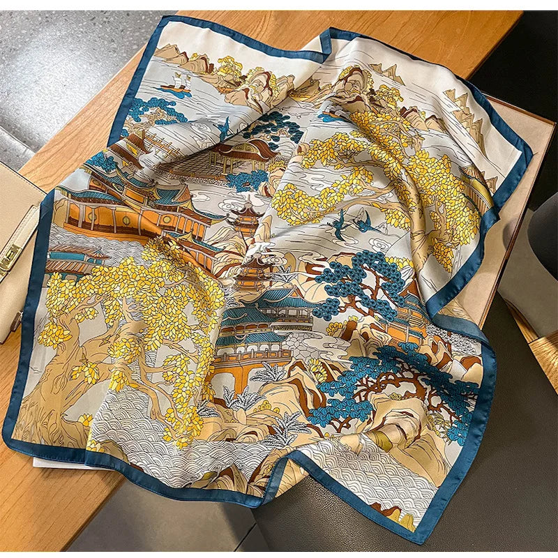 Chique 2023 Zijden Nek Sjaal met Elegante Paardenprint voor Vrouwen - Veelzijdige Vierkante Haarwraps, Foulards en Bandana Opties