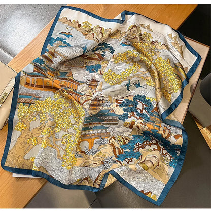 Chique 2023 Zijden Nek Sjaal met Elegante Paardenprint voor Vrouwen - Veelzijdige Vierkante Haarwraps, Foulards en Bandana Opties