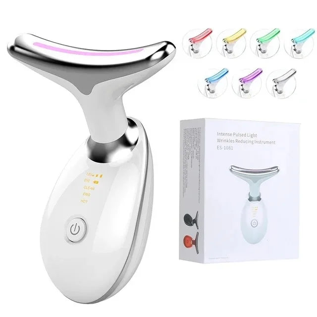 Herleef Je Huid: 7-Kleur Anti-Rimpel Gezichtsmassager voor Hals en Gezicht - Verstevig en Lift met Dit Dubbele Kin Vermindering Hulpmiddel!