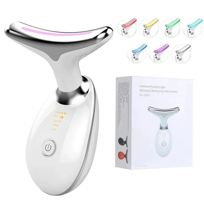 Herleef Je Huid: 7-Kleur Anti-Rimpel Gezichtsmassager voor Hals en Gezicht - Verstevig en Lift met Dit Dubbele Kin Vermindering Hulpmiddel!