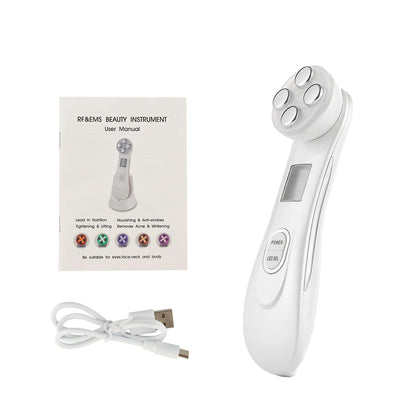 All-in-One RF Radiofrequentie EMS LED Schoonheidsapparaat voor Huidverstrakking, Lift en Rimpelbestrijding - Gezichtsmassager voor een Stralende Huid