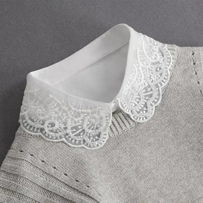 Chic 2024 Voorzijde Strik Witte Afneembare Kant Kraag voor Dames – Vintage Stijl Blouse Accessoire voor een Modebewuste Uiterlijk