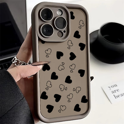 Stijlvolle Matte Hart Motief Telefoonhoes voor iPhone 16, 15, 14 Pro Max, 16E, 13, 12, 11, Mini, 7, 8 Plus, XR, XS Max en SE - Zachte en Schokbestendige Bescherming!