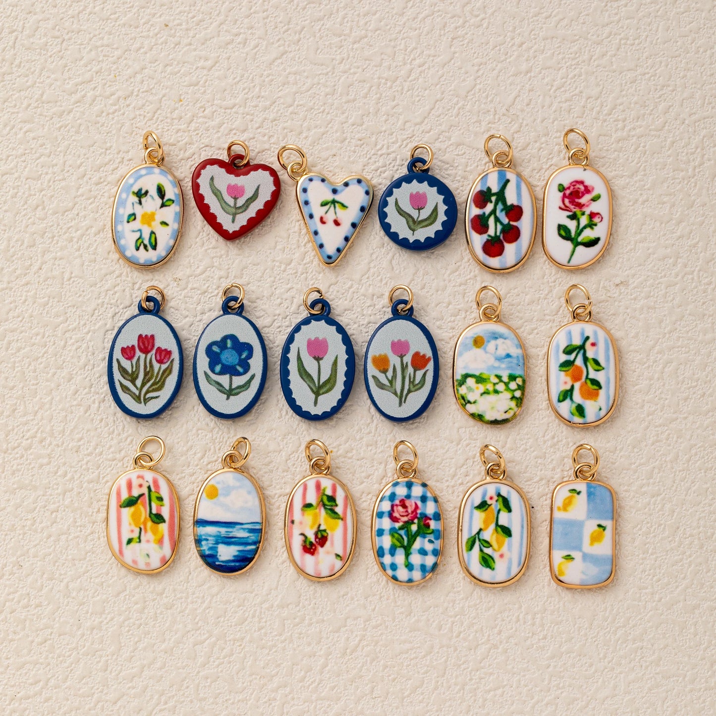 Flower Enamel Charms Tulip Fruit Pendants DIY Jewelry