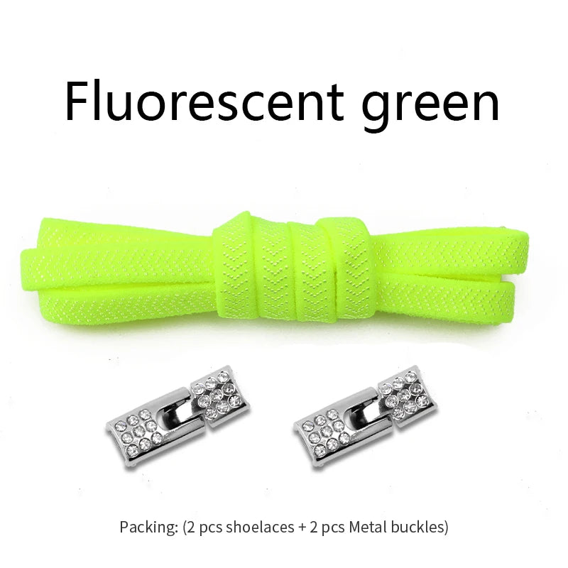 Geen-Knoop Elastische Sneakersluitingen met Diamantkruisvergrendelingen - Perfect voor Kinderen en Volwassenen, 8MM Breedte