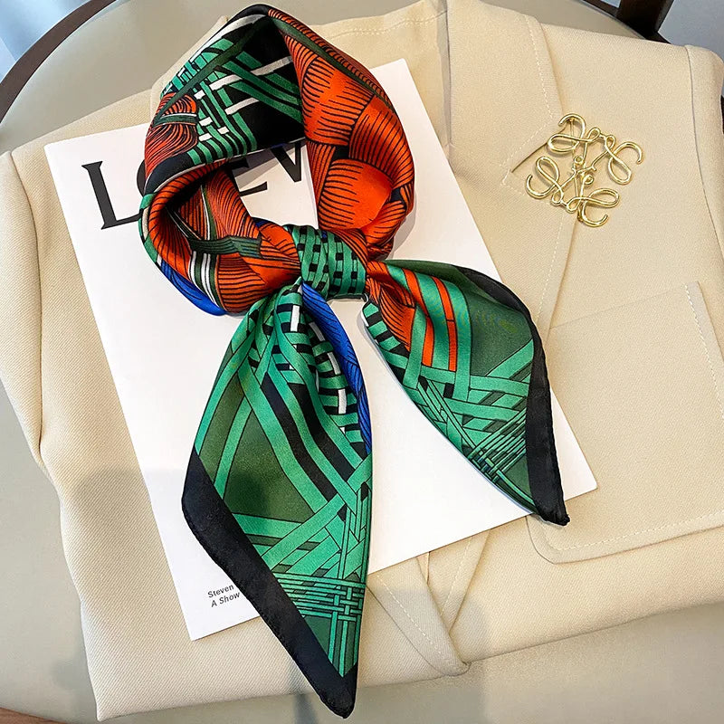 Chique 2023 Zijden Nek Sjaal met Elegante Paardenprint voor Vrouwen - Veelzijdige Vierkante Haarwraps, Foulards en Bandana Opties