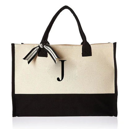 Chique Bloemen Letter Print Canvas Tote Tas - Stijlvol, Ruim & Veelzijdig voor Strand, Winkelen & Dagelijks Gebruik!