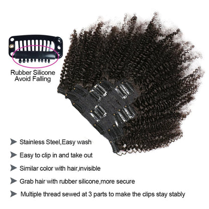 Maxine Kinky Curly Clip-In Haarextensions voor een Volle Afro Look - Premium Mensenhaar in Natuurlijk Zwart