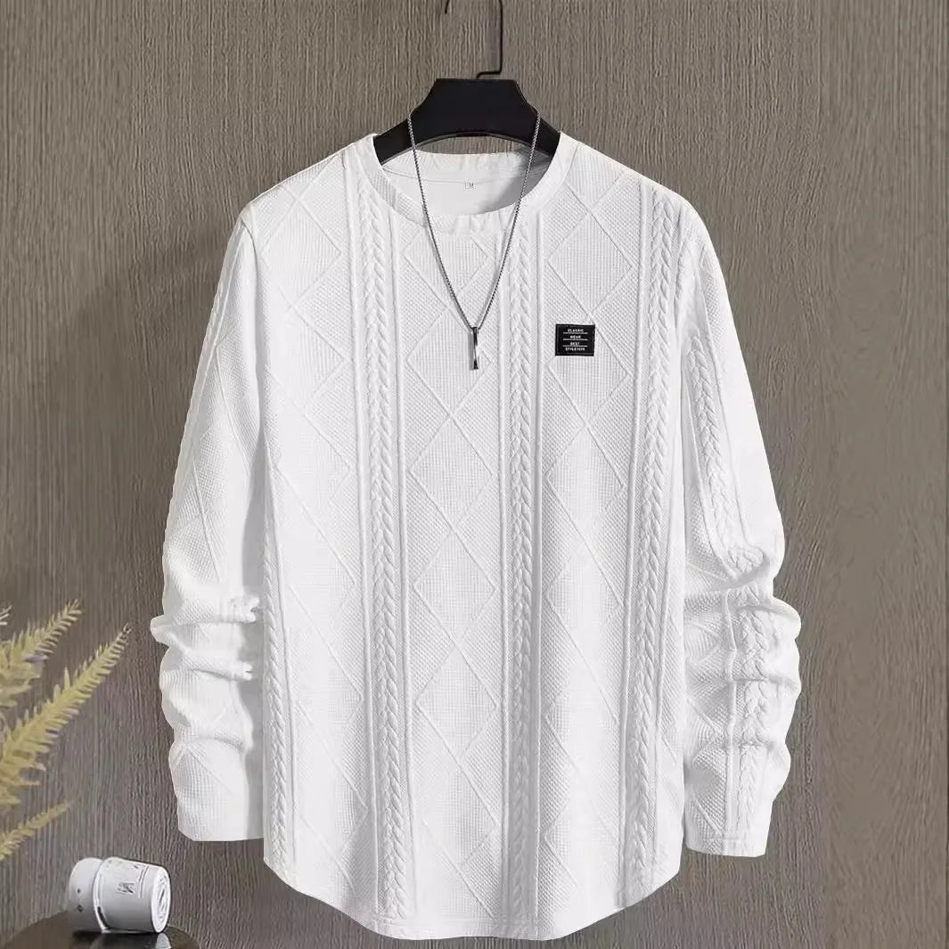 Trendy Heren Ronde Hals Sweatshirt voor Herfst en Winter - Stijlvolle Lettercollage Casual Pullover