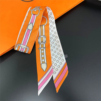 2024 Chic Zebra Florale Zijden Sjaal - Luxe Modeaccessoire voor Vrouwen, Veelzijdige Haarband, Stijlvolle Neckerchief en Elegante Tas Sjaal
