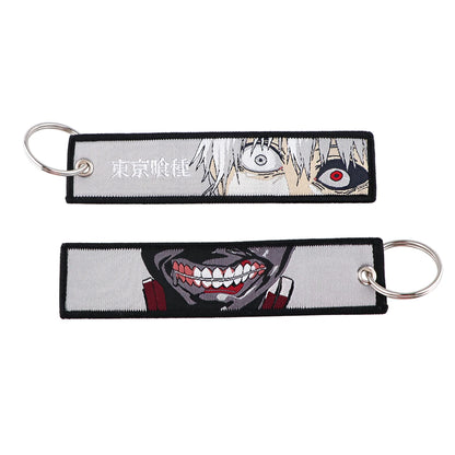 Stijlvolle Japanse Anime Geborduurde Sleutelhangers – Perfecte Sleuteltags voor Motorfietsen, Auto's en Rugzakken – Trendy Sleutelhanger Cadeaus voor Vrienden!