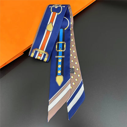 2024 Chic Zebra Florale Zijden Sjaal - Luxe Modeaccessoire voor Vrouwen, Veelzijdige Haarband, Stijlvolle Neckerchief en Elegante Tas Sjaal